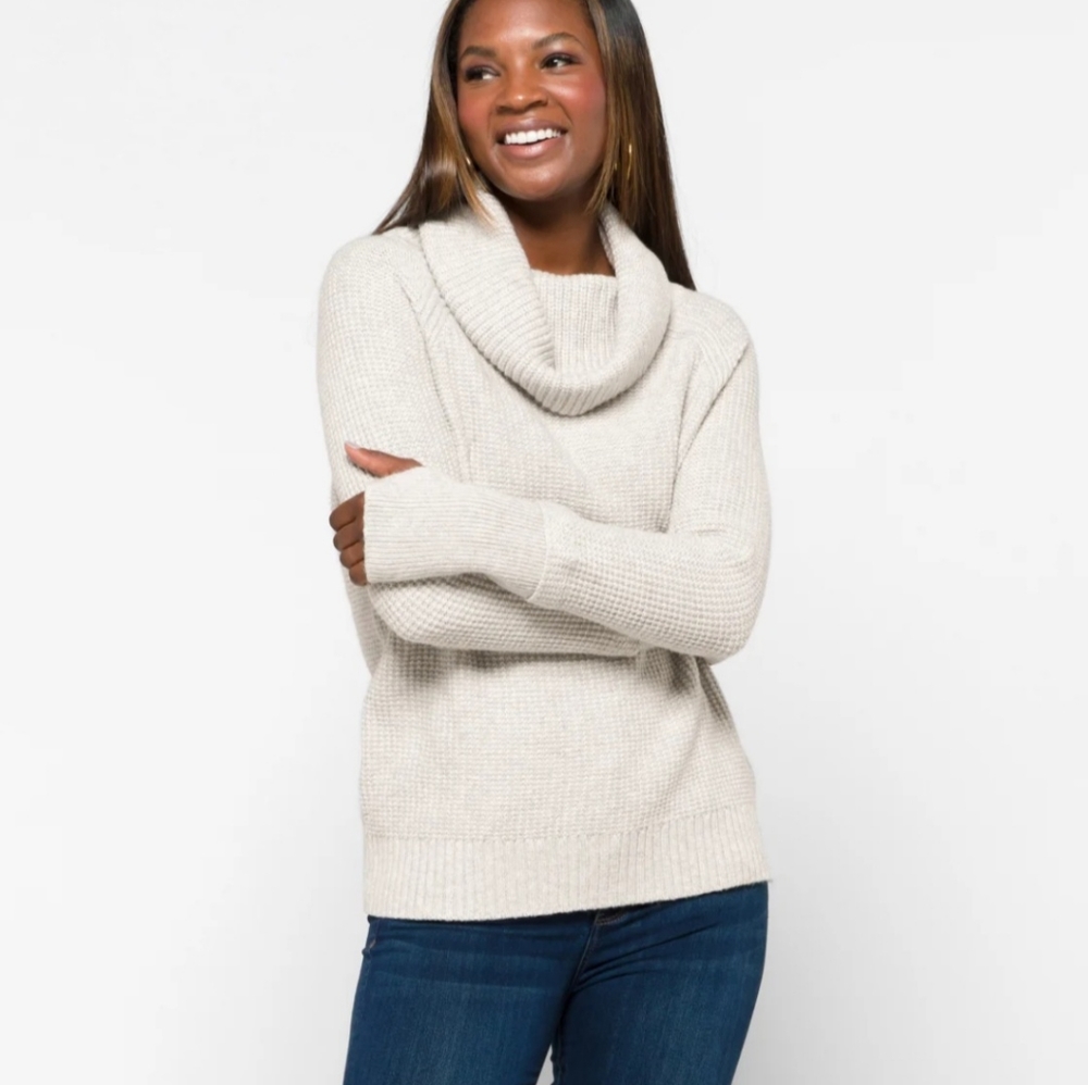 Market & Spruce Sharon Cowl Neck Sweater,  Gray, size small.